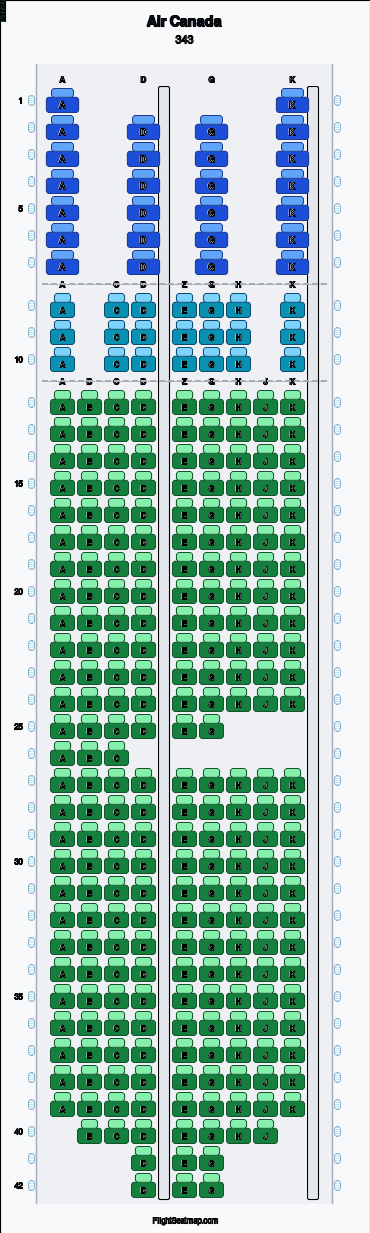 Air Canada 343（3クラス）座席マップ | Flight Seatmap