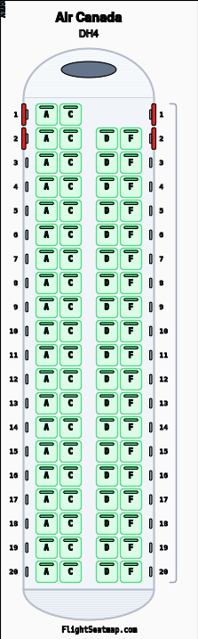 AC8089 Seat Map - Air Canada Vancouver to Prince Rupert (Bombardier ...