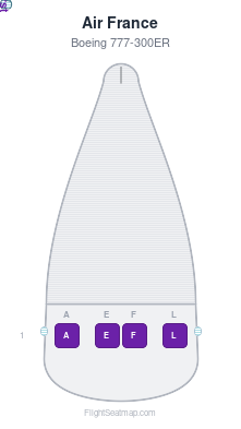 Air France Boeing 777-300ER seat map layout for flight AF995 from JNB to CDG