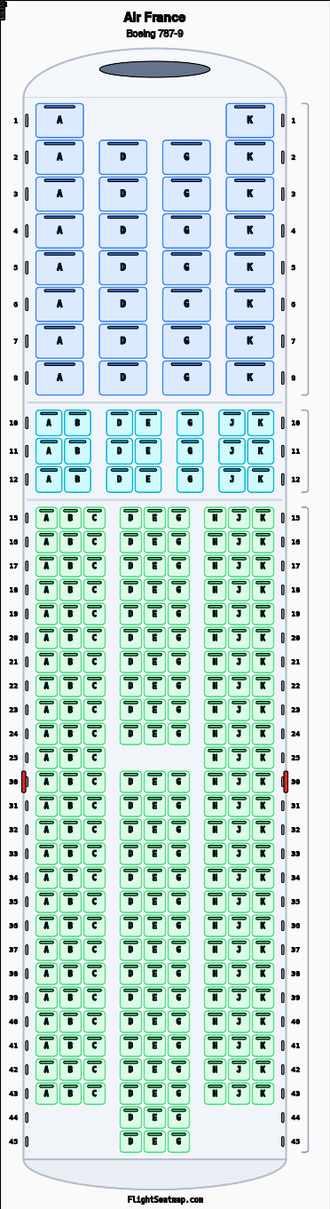 Air France Boeing 787-9（3クラス）座席マップ | FlightSeatmap