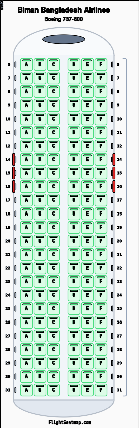 Biman Bangladesh Airlines - Boeing 737-800 (1-klass) | Flight Seatmap
