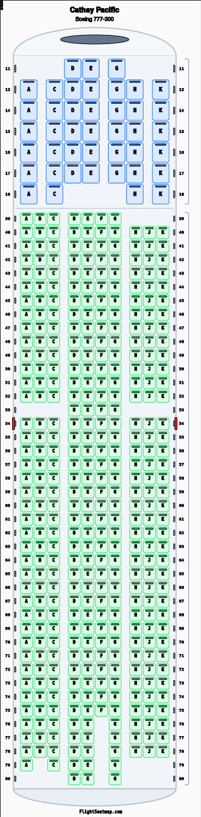 Cathay Pacific Boeing 777-300（2クラス）座席マップ | Flight Seatmap