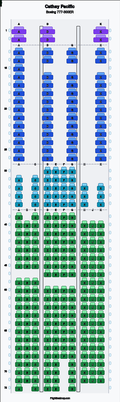 Cathay Pacific Boeing 777-300ER（4クラス）座席マップ | Flight Seatmap