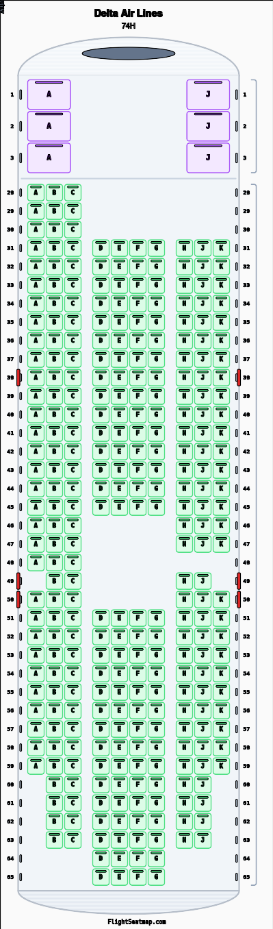 Delta Air Lines 74H Seat Map & Seating Chart | Flight Seatmap