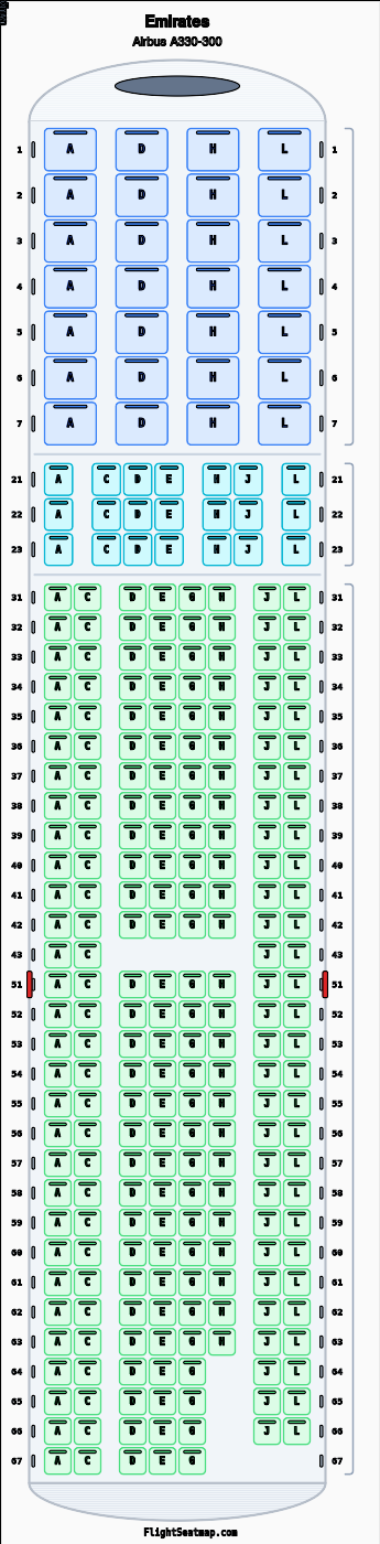 Emirates Airbus A330 300 Seat Map Seating Chart Flight Seatmap