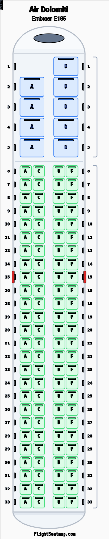 EN8218 Seat Map - Air Dolomiti Munich to Bari | Flight Seatmap