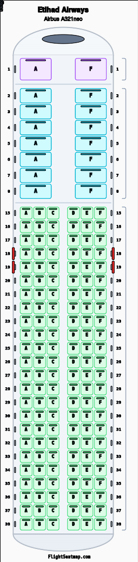 EY177 Seat Map - Etihad Airways Abu Dhabi to | Flight Seatmap