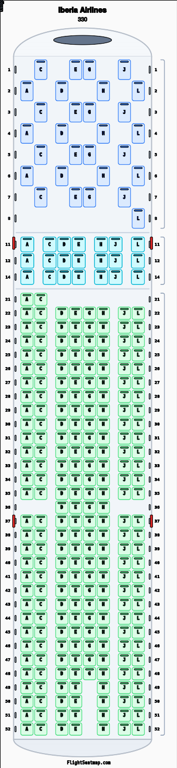 Iberia Airlines 330 Seat Map & Seating Chart | Flight Seatmap