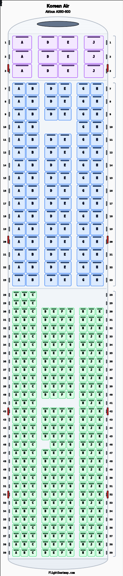 Korean Air Airbus A380-800 Seat Map & Seating Chart | Flight Seatmap