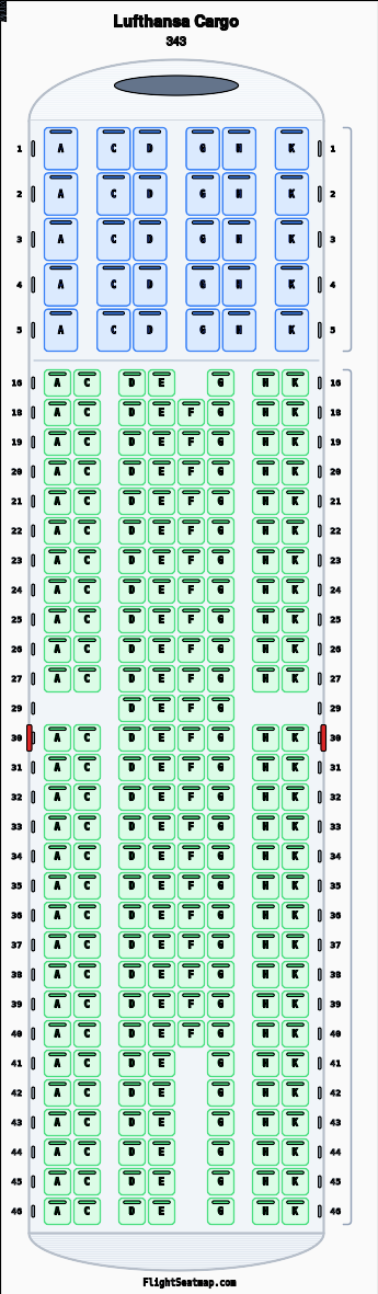 Lufthansa Cargo 343 (2-klasse) Setekart | FlightSeatmap