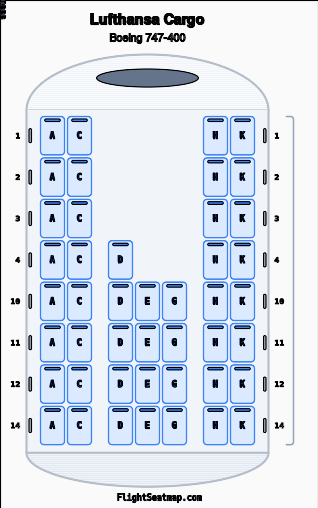 Lufthansa Cargo Boeing 747-400（1クラス）座席マップ | Flight Seatmap
