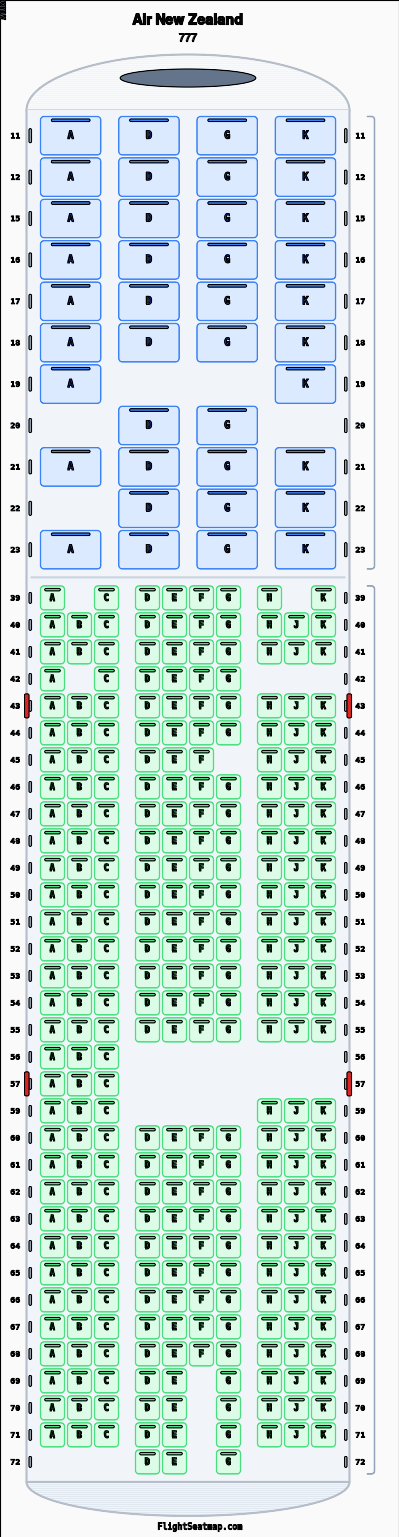 Air New Zealand 777(2舱位)座位图 | Flight Seatmap