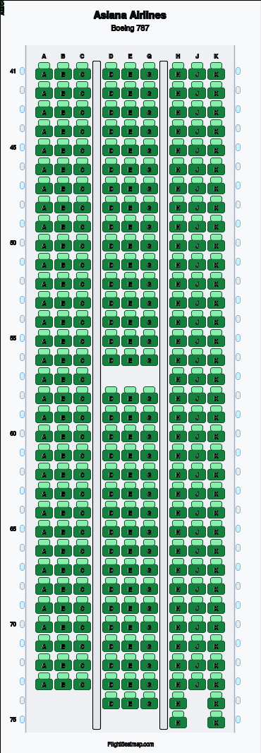 Asiana Airlines Boeing 787(1クラス)座席マップ | Flight Seatmap Asiana Airlines Boeing 787(1クラス)座席マップ | Flight Seatmap