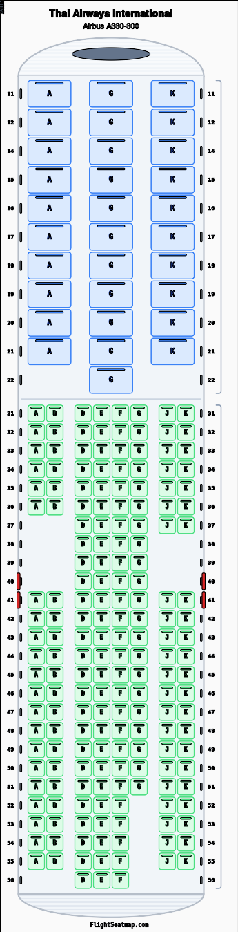 TG330 Seat Map - Thai Airways International Hyderabad | Flight Seatmap