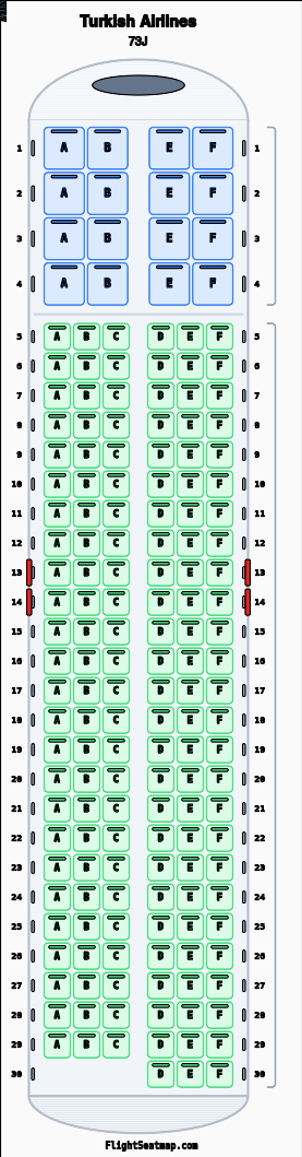 Turkish Airlines 73J Seat Map & Seating Chart | Flight Seatmap