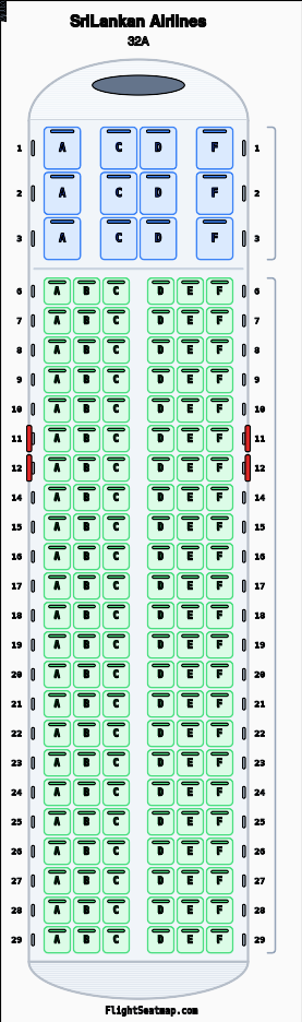 SriLankan Airlines 32A 2 Clases Mapa De Asientos Flight Seatmap srilankan-airlines-32a-2-clases-mapa-de-asientos-flight-seatmap