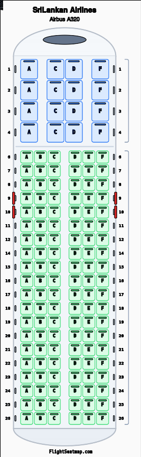 SriLankan Airlines Airbus A320 Seat Map Seating Flight Seatmap srilankan-airlines-airbus-a320-seat-map-seating-flight-seatmap