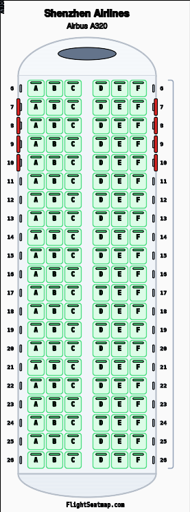 座るとこ Shenzhen Airlines Airbus A320（1クラス）座席マップ | Flight Seatmap
